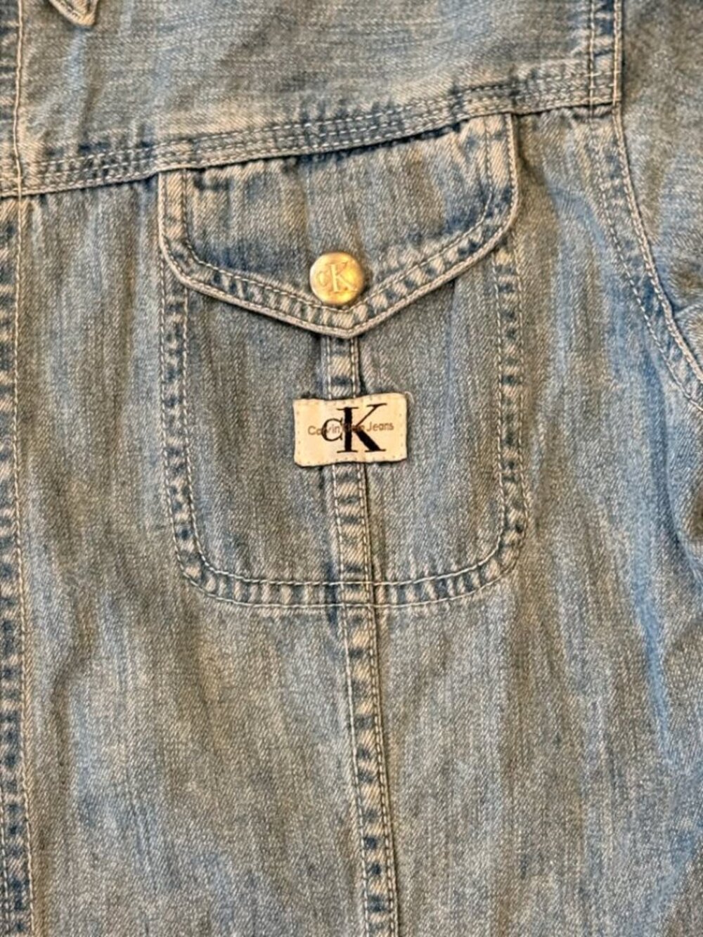 Calvin Klein Jeans women's large blue snap button down denim shirt - Picture 7 of 7